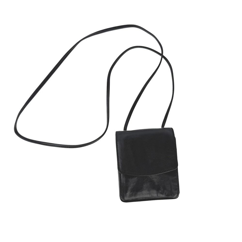 DEREK ALEXANDER Vtg 90’s Black Leather Mini Crossbody Wallet Belt Bag Travel